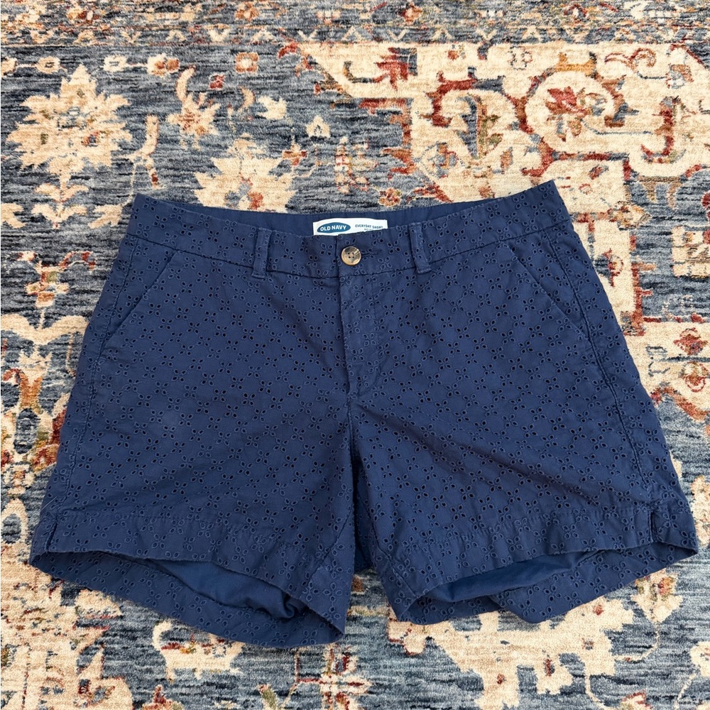Old Navy Navy Eyelet Cotton Bermuda Shorts